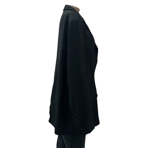 BECK EN Oversized Womens Blazer Jacket Single-Button Lined Long Sleeve Black 10 - Picture 3 of 13